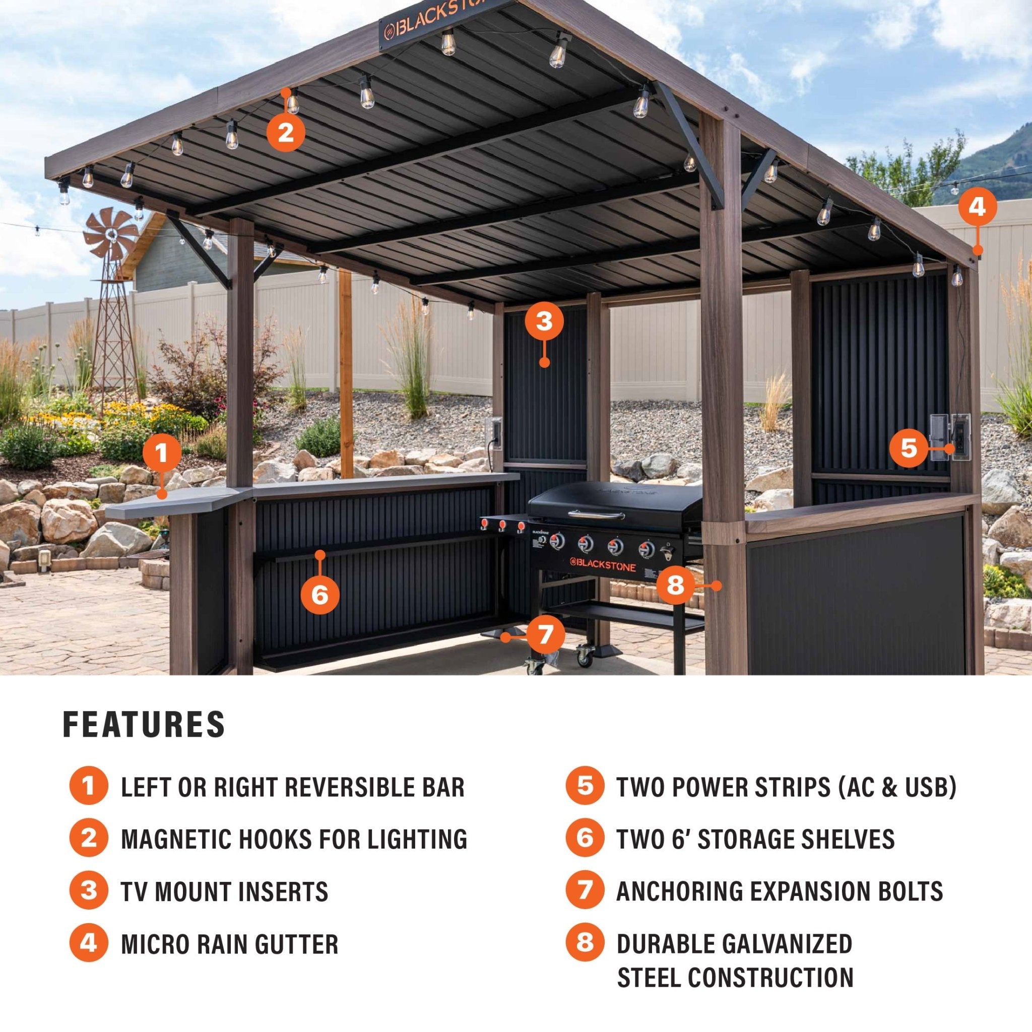 Blackstone — 10'×10' Bar & Griddle Pavilion (Hardtop Gazebo) 6000