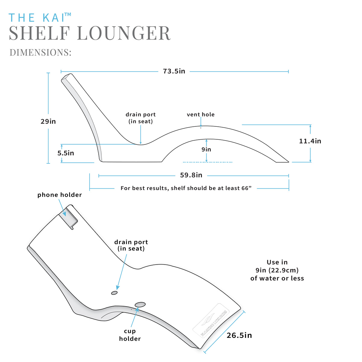 Kai Shelf Lounger — Set of Two (for tanning shelves with 9″ of water or less) Model FL600WE