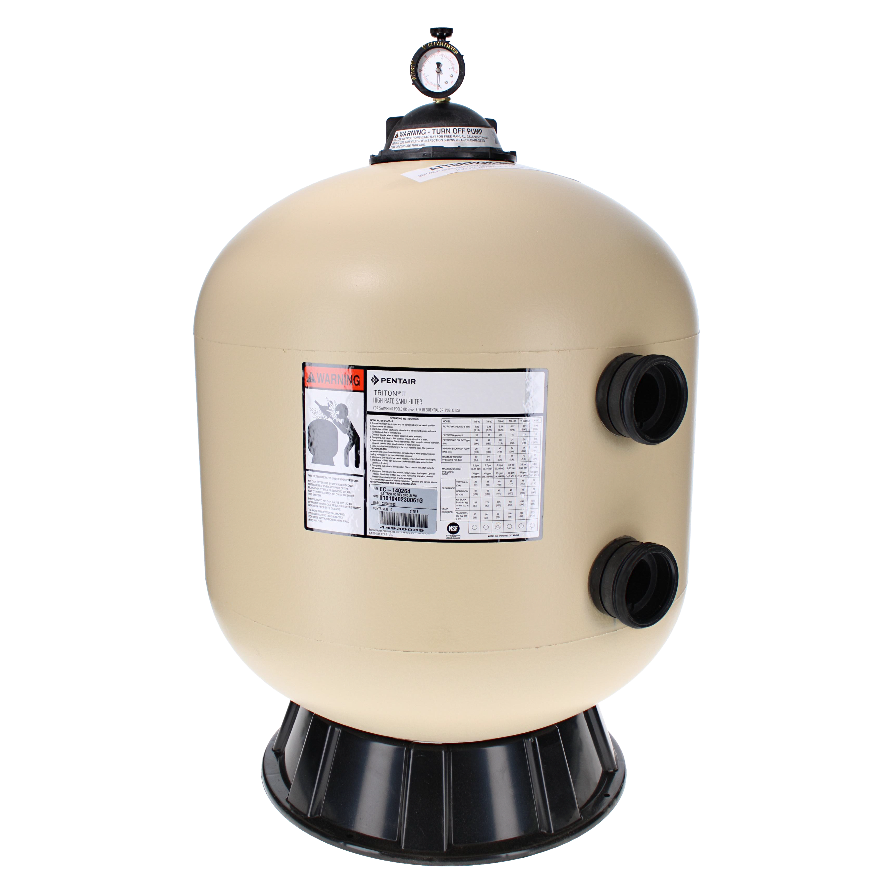 Pentair Triton II TR60 24-inch side mount sand pool filter EC-140264