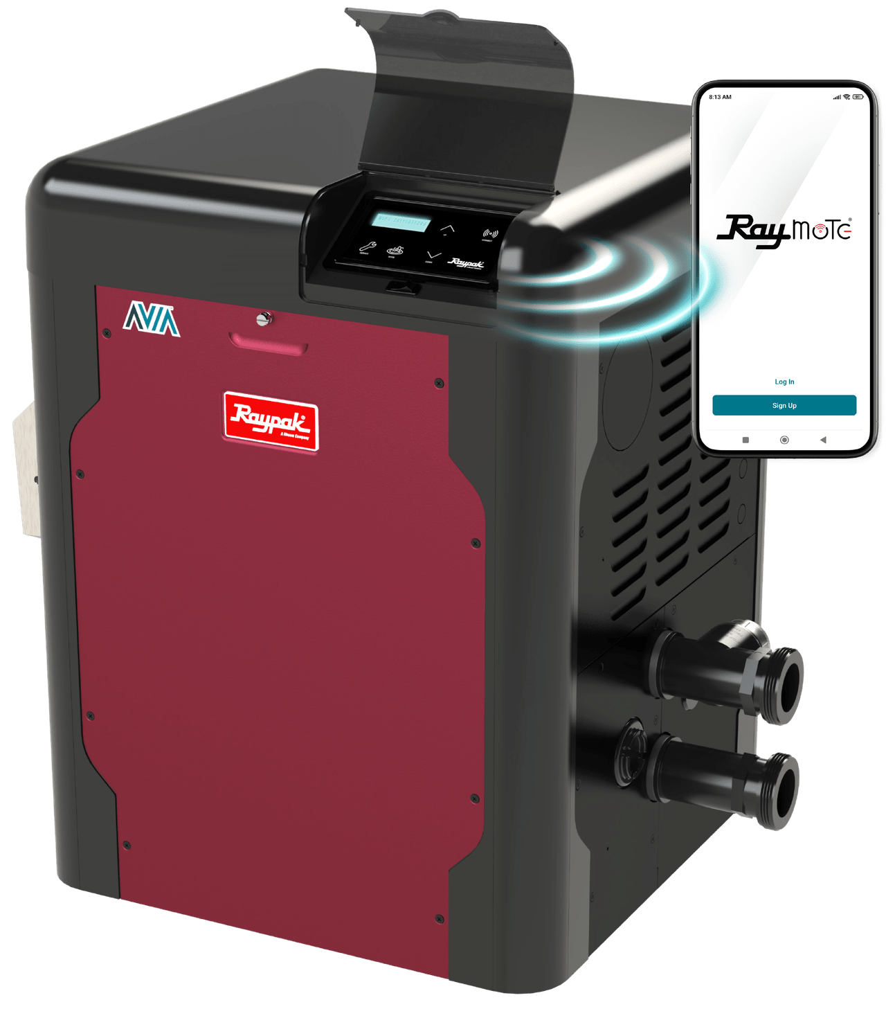 Raypak AVIA 399K BTU propane pool heater with Wi-Fi model 018039